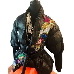 🚨BEAUTIFUL ELEGANT CUSTOM PEPLUM BLACK PUFFER JACKET🚨